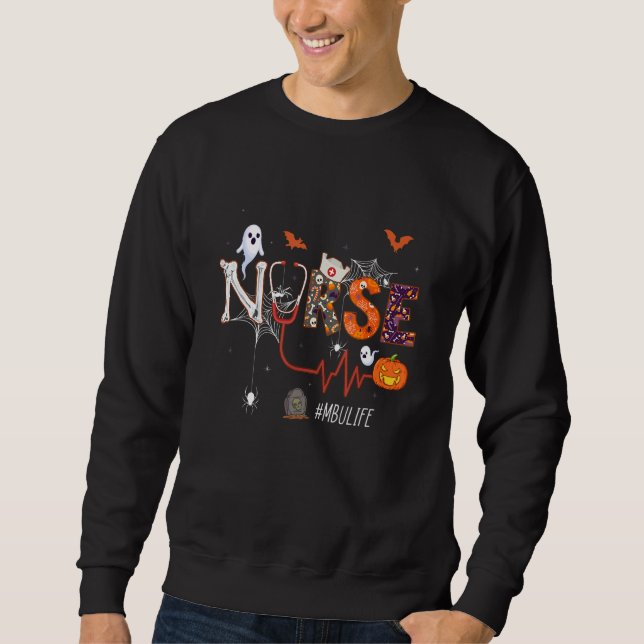 Moletom Enfermeira Mbu Pumpkin Halloween Unidade de Proced (Frente)
