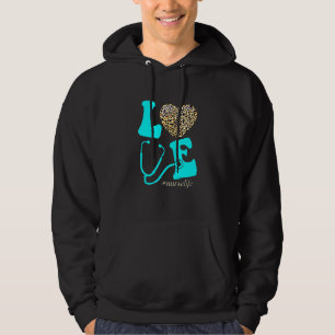 Moletom Enfermeira Rn Lpn Cna School Cheetah Heart Leopard