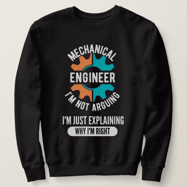 Moletom Engenheiro Mecânico Engraçado, Engenharia Mecânica (Frente do Design)