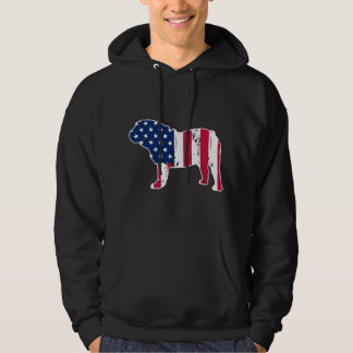 Moletom English Bulldog Dog Lovers American Flag 4th of Ju