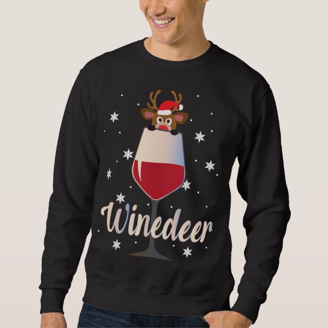 Moletom Engraçada, Bonita, Reindeer Wine Drinker Christma (Frente)