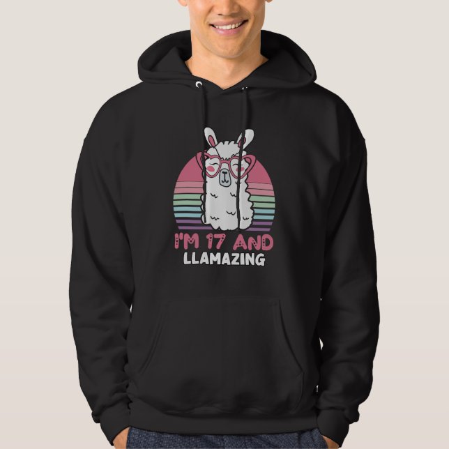 Moletom Engraçado Adorável Llama 17º Presente De Aniversár (Frente)