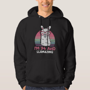 Moletom Engraçado Adorável Llama 34º presente de aniversár