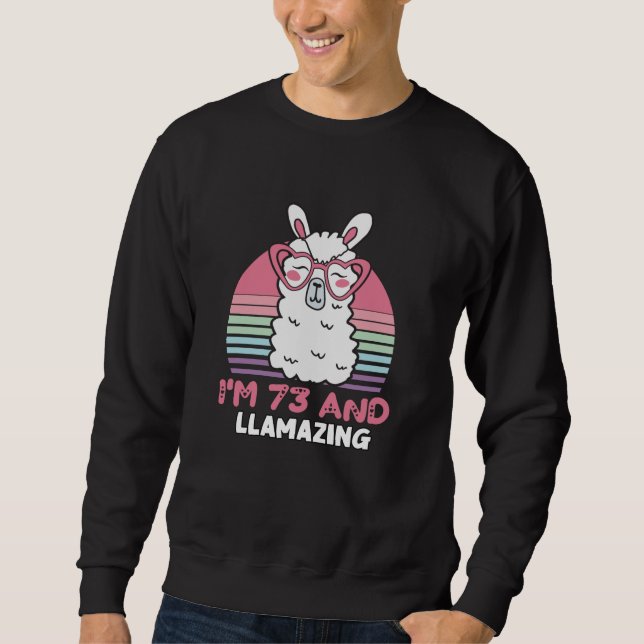 Moletom Engraçado Adorável Llama 73º Presente De Aniversár (Frente)