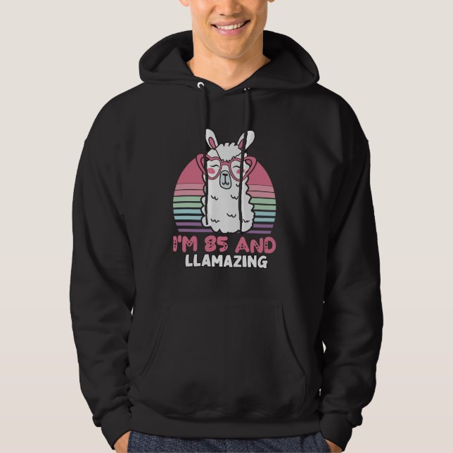 Moletom Engraçado Adorável Llama 85º Presente De Aniversár (Frente)