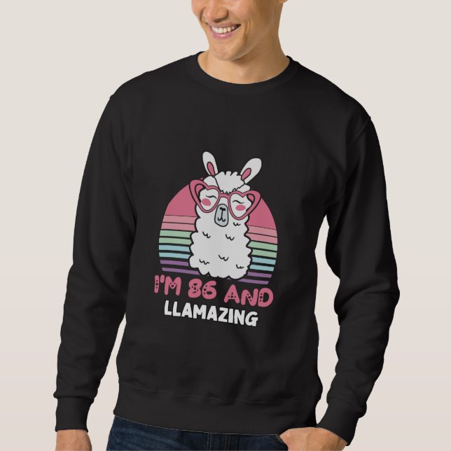 Moletom Engraçado Adorável Llama 86º Presente De Aniversár (Frente)