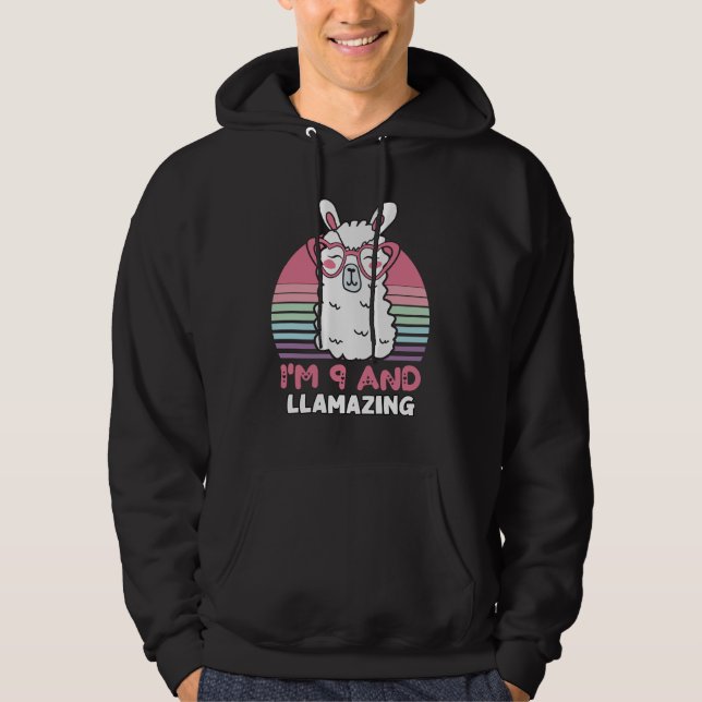 Moletom Engraçado Adorável Llama 9º Presente De Aniversári (Frente)
