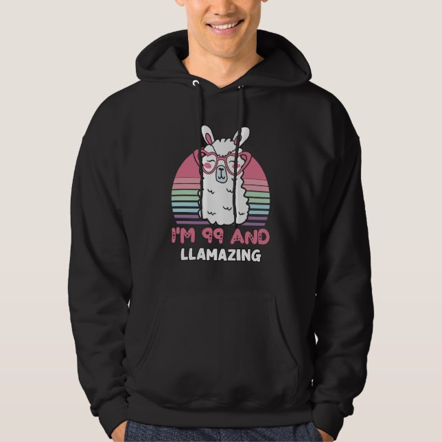 Moletom Engraçado Adorável Llama 99º Presente De Aniversár (Frente)