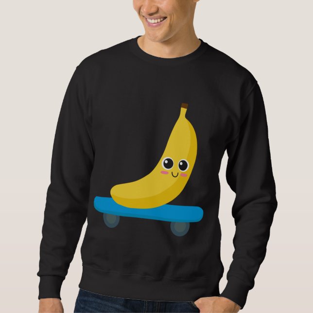 Moletom Engraçado Banana Skateboard Skater Homem-Presente (Frente)