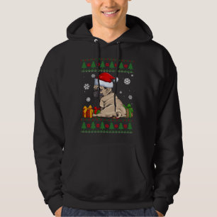 Moletom Engraçado Cachorro amante Bonito Pug Santa Hat Fei