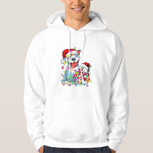 Moletom Engraçado Cachorro de Natal Tee Snowman Xmas Light (Frente)