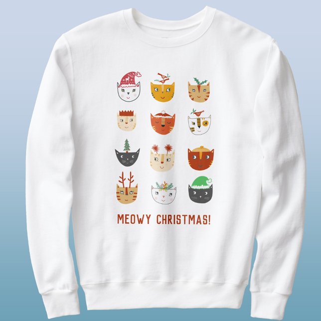 Moletom Engraçado Cat Meowy Natal (Meowy Christmas funny cat sweatshirt)