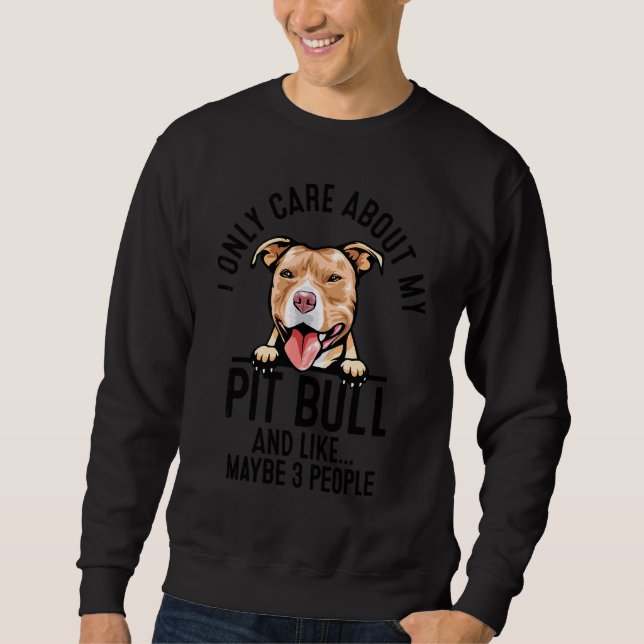 Moletom Engraçado Eu Só Me Preocupo Com Meu Pitbull E Talv (Frente)