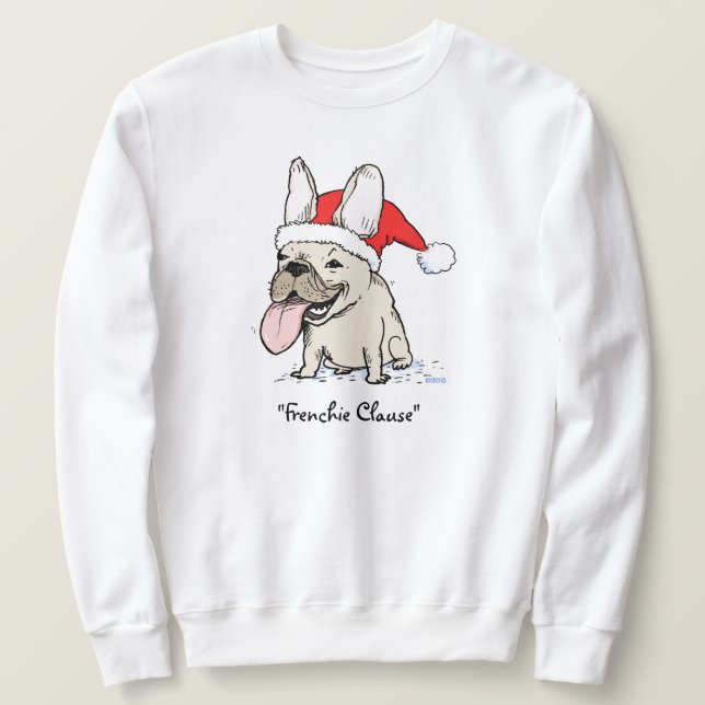 Moletom Engraçado Feriado Francês Bulldog Frenchie Clause (Frente do Design)