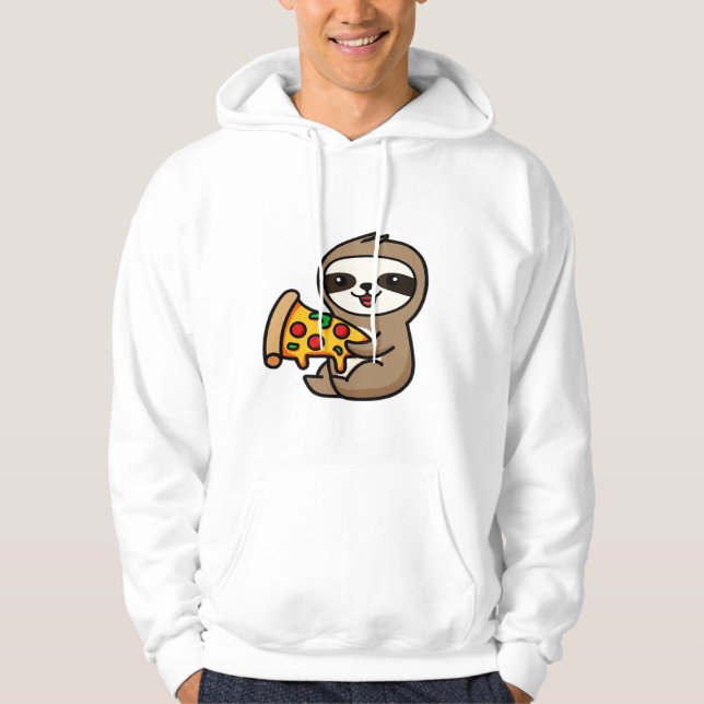 Moletom Engraçado Kawaii Chibi Preguiça com Pizza � Desenh (Frente)