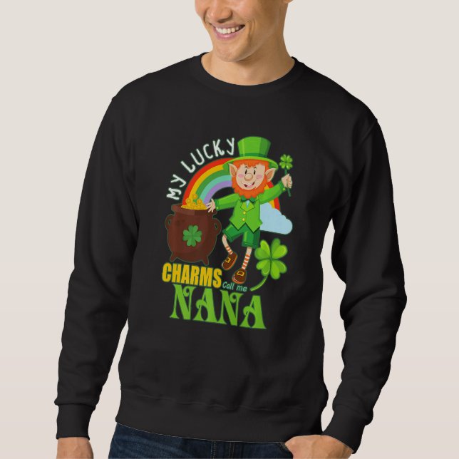 Moletom Engraçado Nana Paddy Day St Patricks Sortudos Cham (Frente)