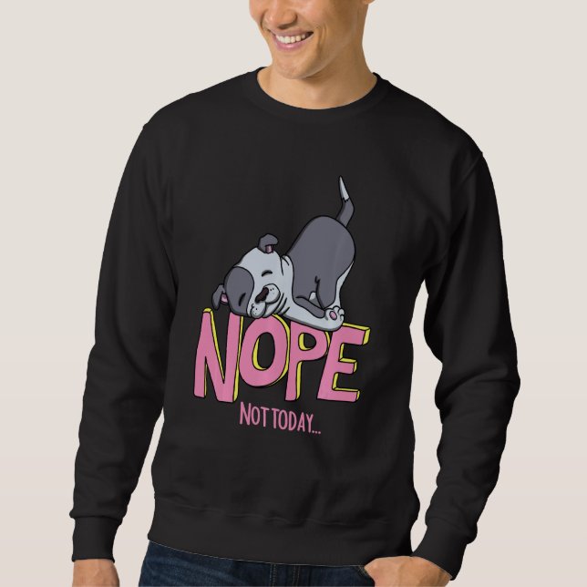 Moletom Engraçado, Nope Pitbull Nasceu Com Nope Não Hoje C (Frente)