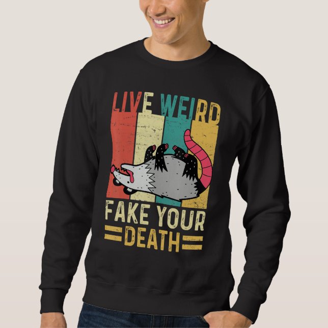 Moletom Engraçado Ogambm Possum Tee Live Weird Falso Deat (Frente)