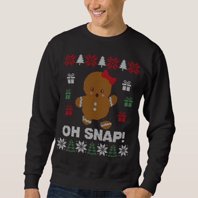 Moletom Engraçado Oh Snap! Gingerbird Cookie Ugly Sweater (Frente)