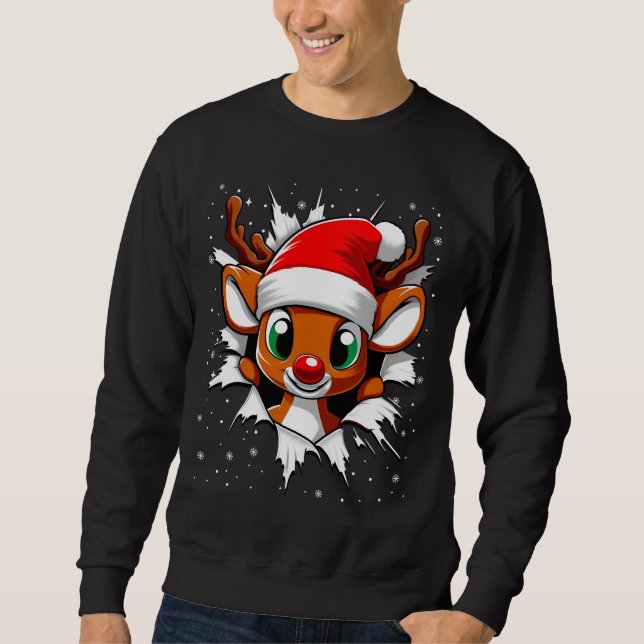 Moletom Engraçado Reindeer de Natal Rudolph (Frente)