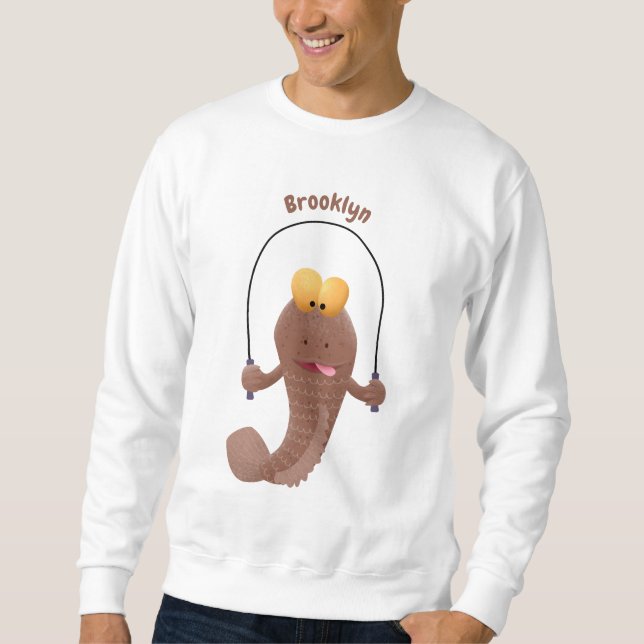 Moletom Engraçado saltando desenho de peixe (Frente)