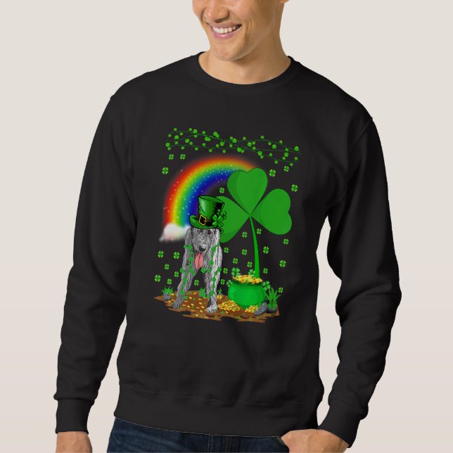 Moletom Engraçado Shamrock Rainbow Irish Wolfhound Dog Pat (Frente)
