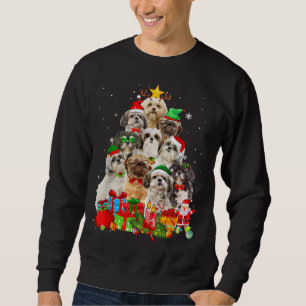 Moletom Engraçado Shih Tzu Árvore de Natal Luz Puppy Cog L
