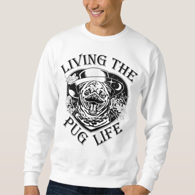 Moletom Engraçado Viver A Vintagem Do Pug Life (Frente)
