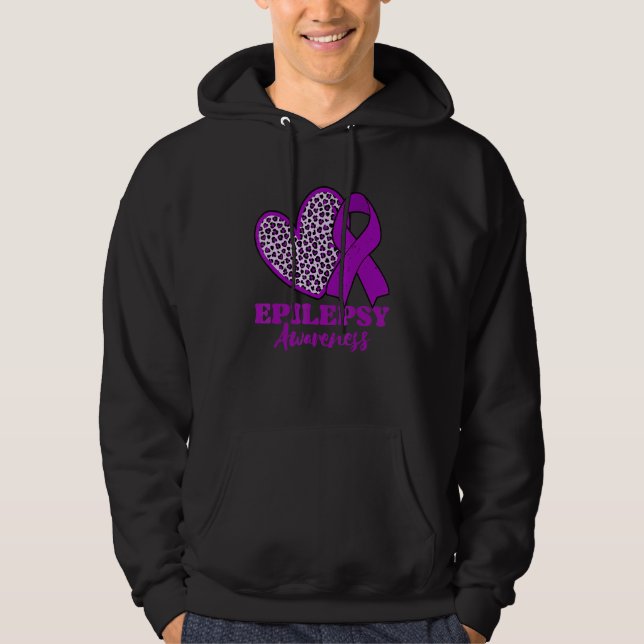 Moletom Epilepsy Awareness Heart Purple Ribbon (Frente)