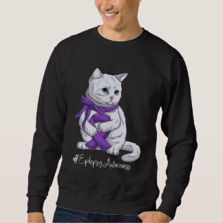 Moletom Epilepsy Awareness Month Purple Ribbon Cat