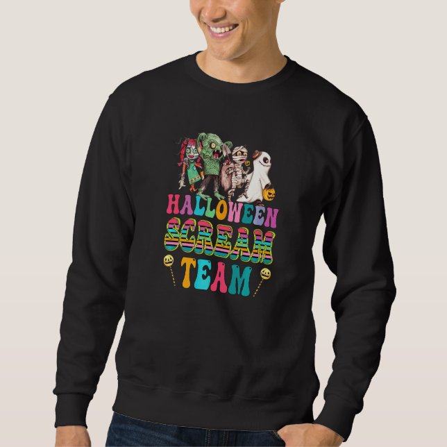 Moletom Equipe de Grito de Halloween Estilo Retro Hippie (Frente)
