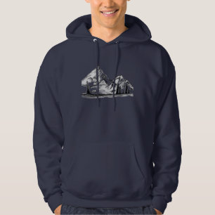 Moletom Esboços em Preto e Branco na Camisola com Capuz Ma