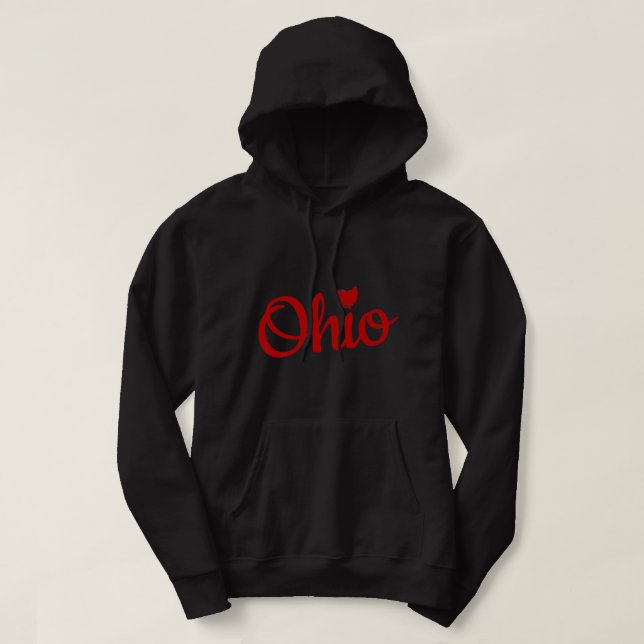 Moletom Escrito Vermelho Cute Ohio OH Mapa Amor Home Stand (Frente do Design)