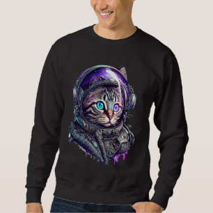 Moletom Espaço Gráfico Colorido do Astronauta de Gato
