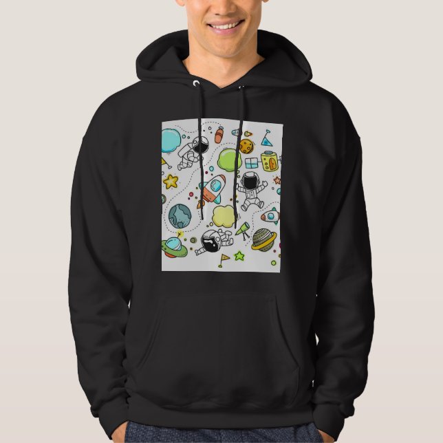 Moletom "Espaço" Hoodie de Homens Negros (Frente)