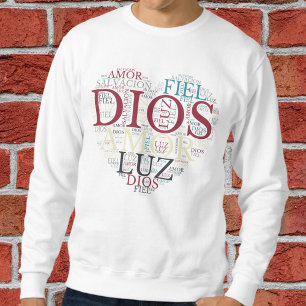 Moletom Espanhol Cristão de Deus e de Coração de Fé