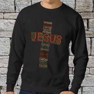 Moletom Espanhol Cristão de Jesus e Fé Cruz Masculina