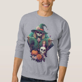 Moletom Espantalho com abóbora do crânio e flores Arte Pix