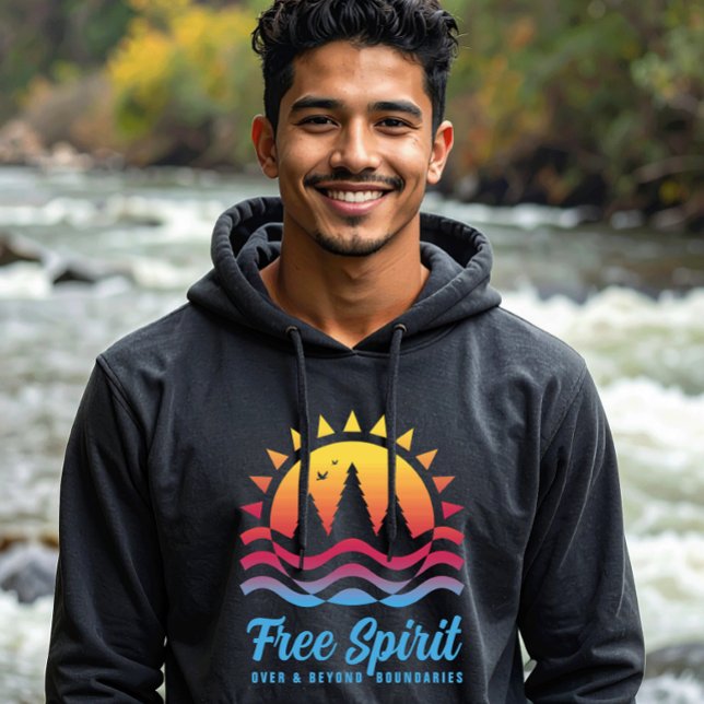Moletom Espírito Livre Além das Fronteiras (Abstract gradient landscape hoodie from the "Free Spirit Explorer" collection by Wave and Walk.)