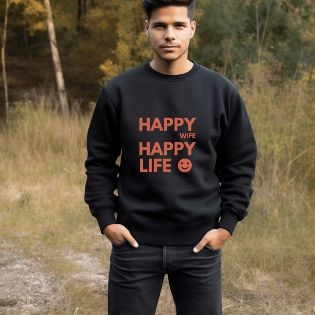 Moletom Esposa Feliz, Vida Feliz - Citação Engraçada De Ca (Criador carregado)