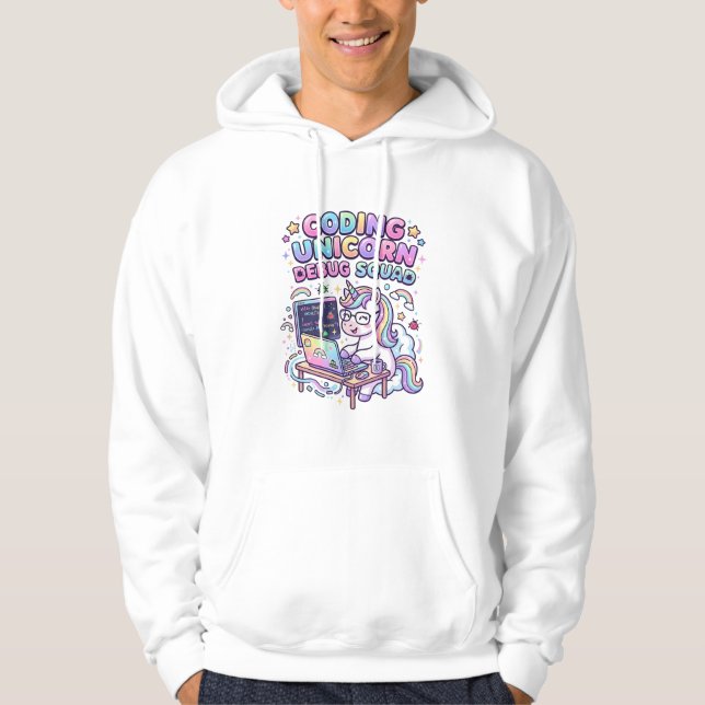 Moletom Esquadrão de Debug do Unicórnio Codificador Mercad (Frente)