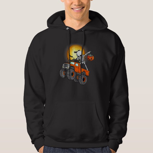 Moletom Esqueleto Dabbing Caminhão Monstro Halloween B Tod (Frente)
