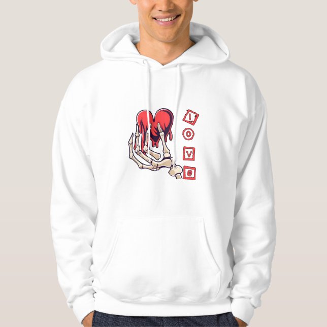Moletom Esqueleto Simbólico do Amor Mão Oferecendo Coração (Frente)