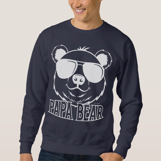 Moletom estabelecido PaPa Bear Azul Marinho Branco Moderno (Frente)