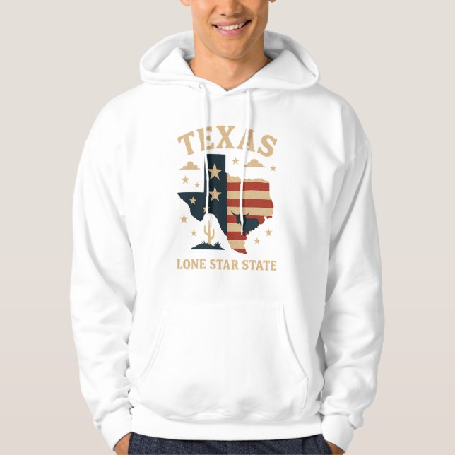 Moletom Estado do Texas Lone Star - Símbolo de Força e Ide (Frente)