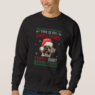 Moletom Este É Meu Ugly Xmas Pajama Cachorro Shih Tzu
