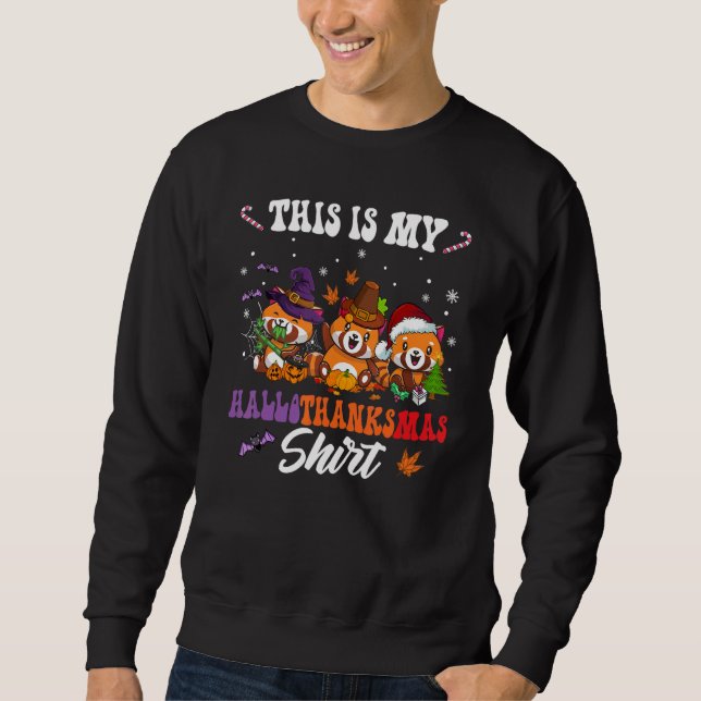 Moletom Este É o Meu Chapéu de Natal do Panda Vermelho do  (Frente)
