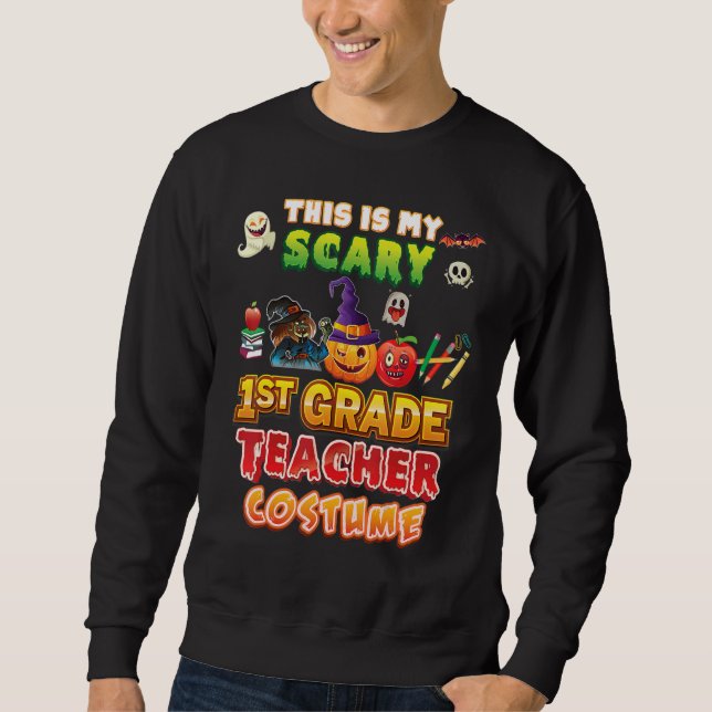 Moletom Este É o Meu Traje Assustador de Professora do 1º  (Frente)