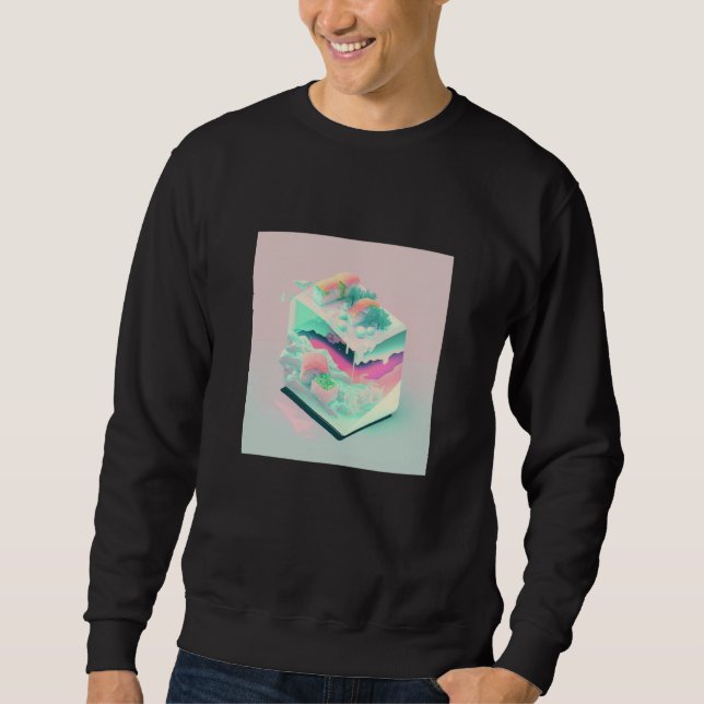 Moletom Estética Vaperwave Glitch Sushi Retrowave Synthwa (Frente)