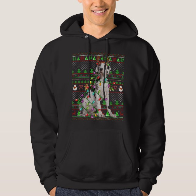 Moletom Estilo de Sweater Feio Xmas Luz Grande Cachorro Da (Frente)